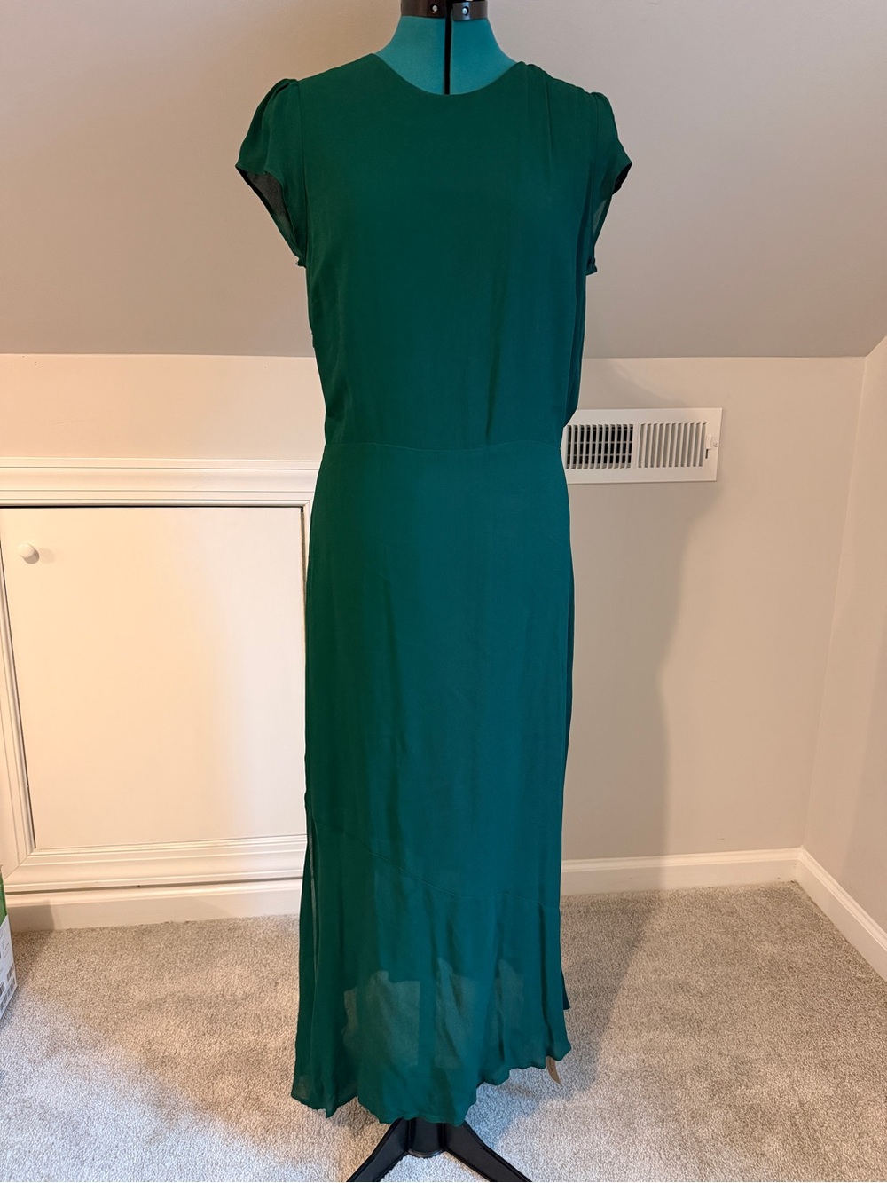 Reformation Emerald Green Short Sleeve Maxi Dress